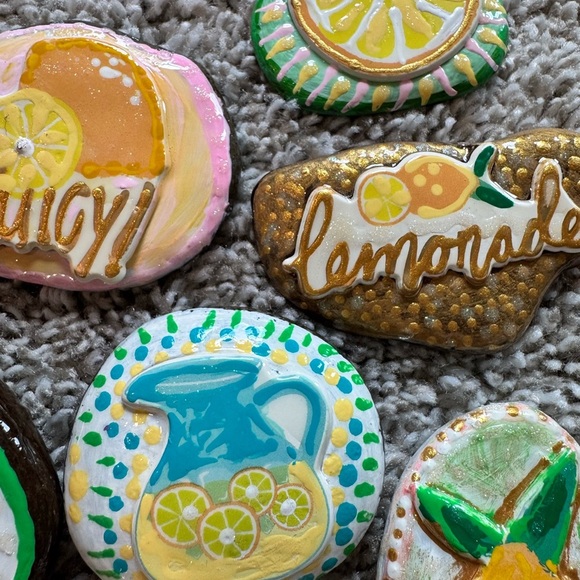 Colorful Lemonade Party Stones Handmade Painted Rocks | Lemon & Citrus Theme - Picture 5 of 10